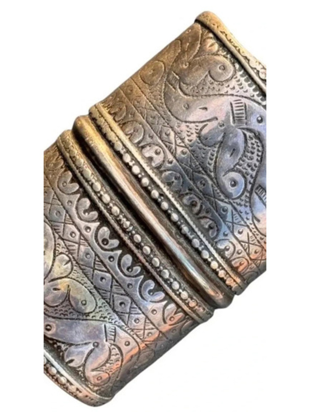 Sterling Silver 43/4 " Wide Tribal Silver Cuff Bracelet